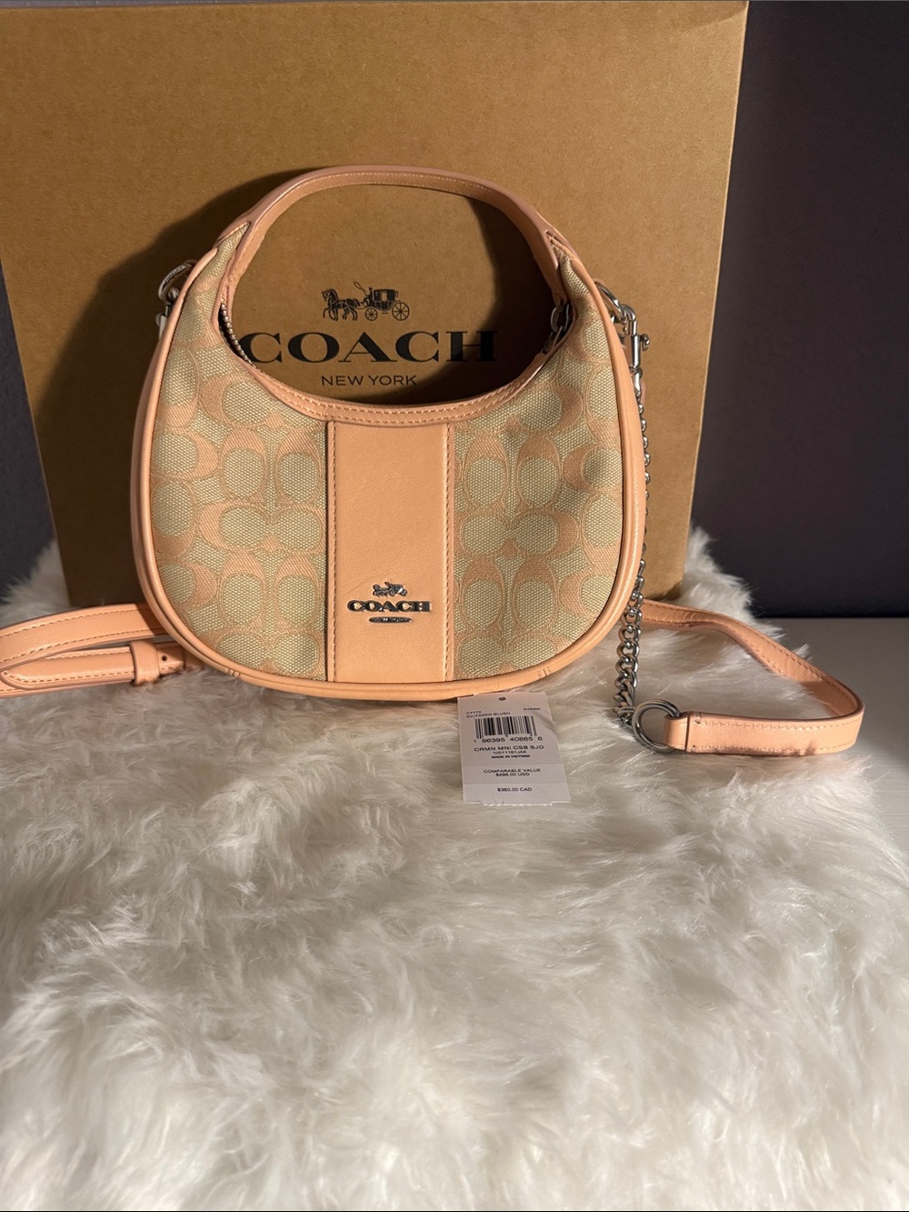 Coach Peach Signature Crescent Crossbody